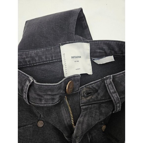 New One Teaspoon Preachers High Waist Jeans Womens 22 Black Swan Skinny - Picture 7 of 10